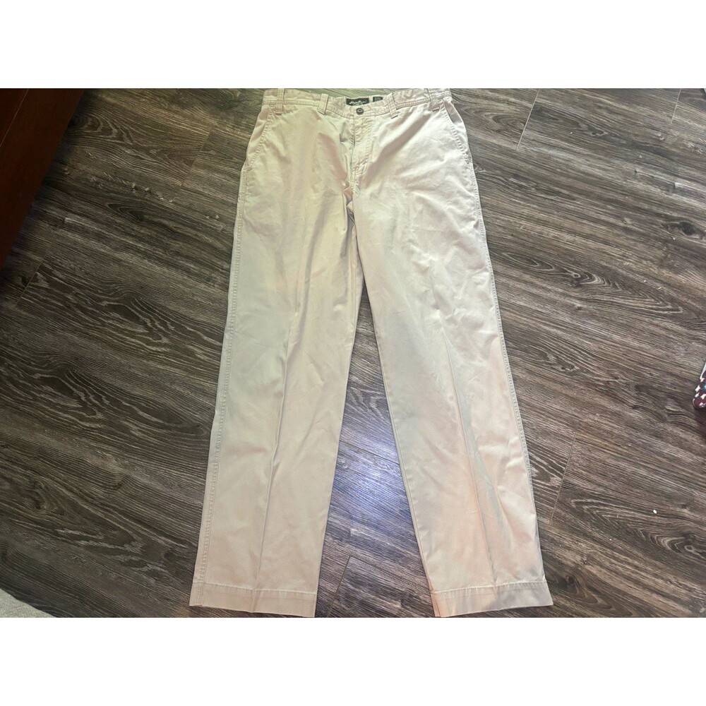 Eddie Bauer Classic Fit Beige Twill Cotton Chino Pants 36 Straight Leg